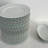 Set of 8 white twisted porcelain dinner plates Limoges Haviland
