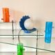 Lampe coquillage en céramique bleue