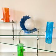 Lampe coquillage en céramique bleue