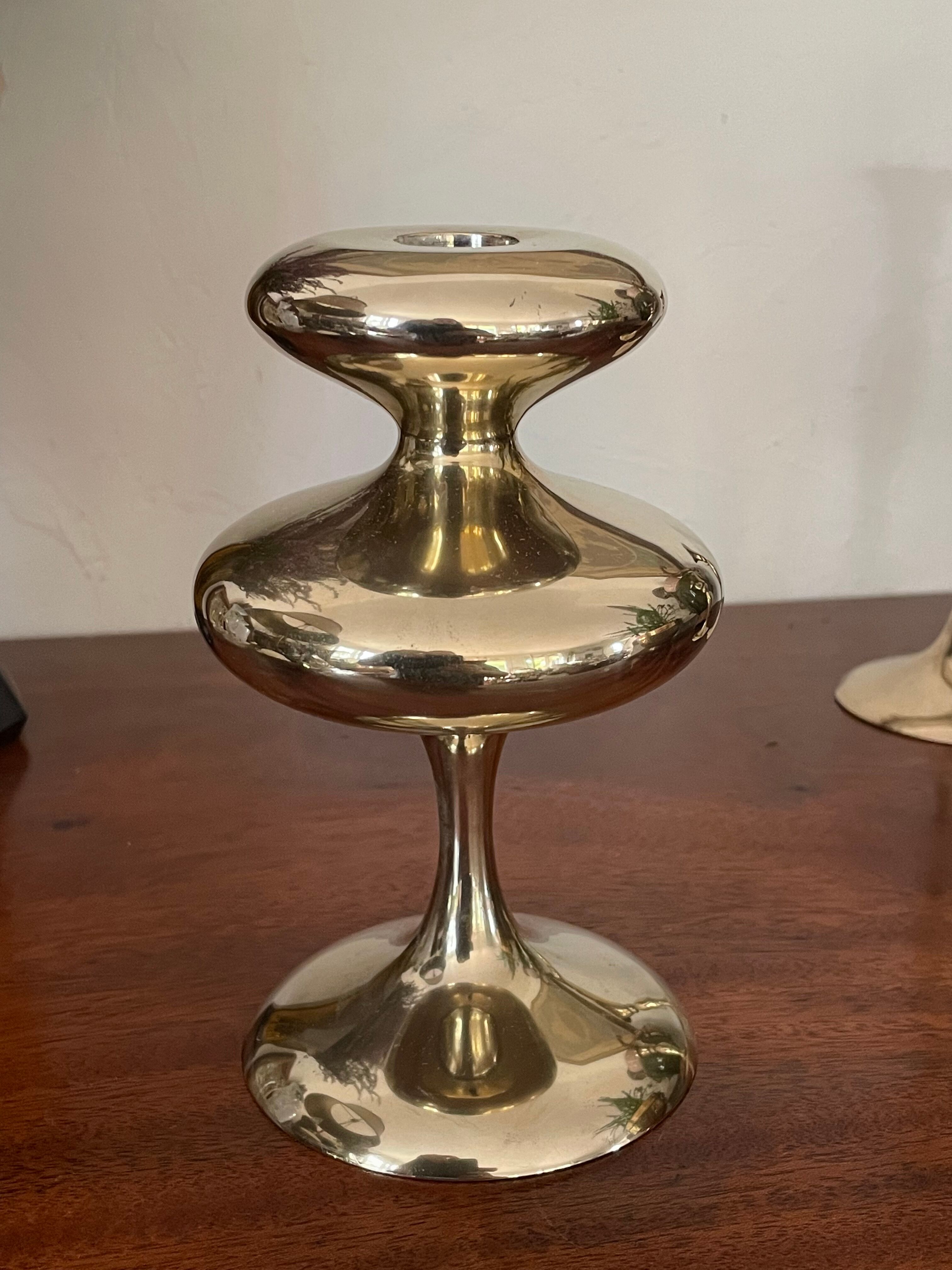 Three vintage brass candle holders