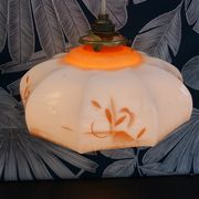 Hanging blown glass opaline glass of 1920s orange milk