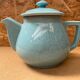 Antique Vintage Cracked Blue Ceramic Teapot