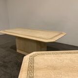 Set of 3 vintage travertine coffee table and side tables, 1980s