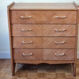 Vintage chest of drawers in modernist veneered wood from the 50s