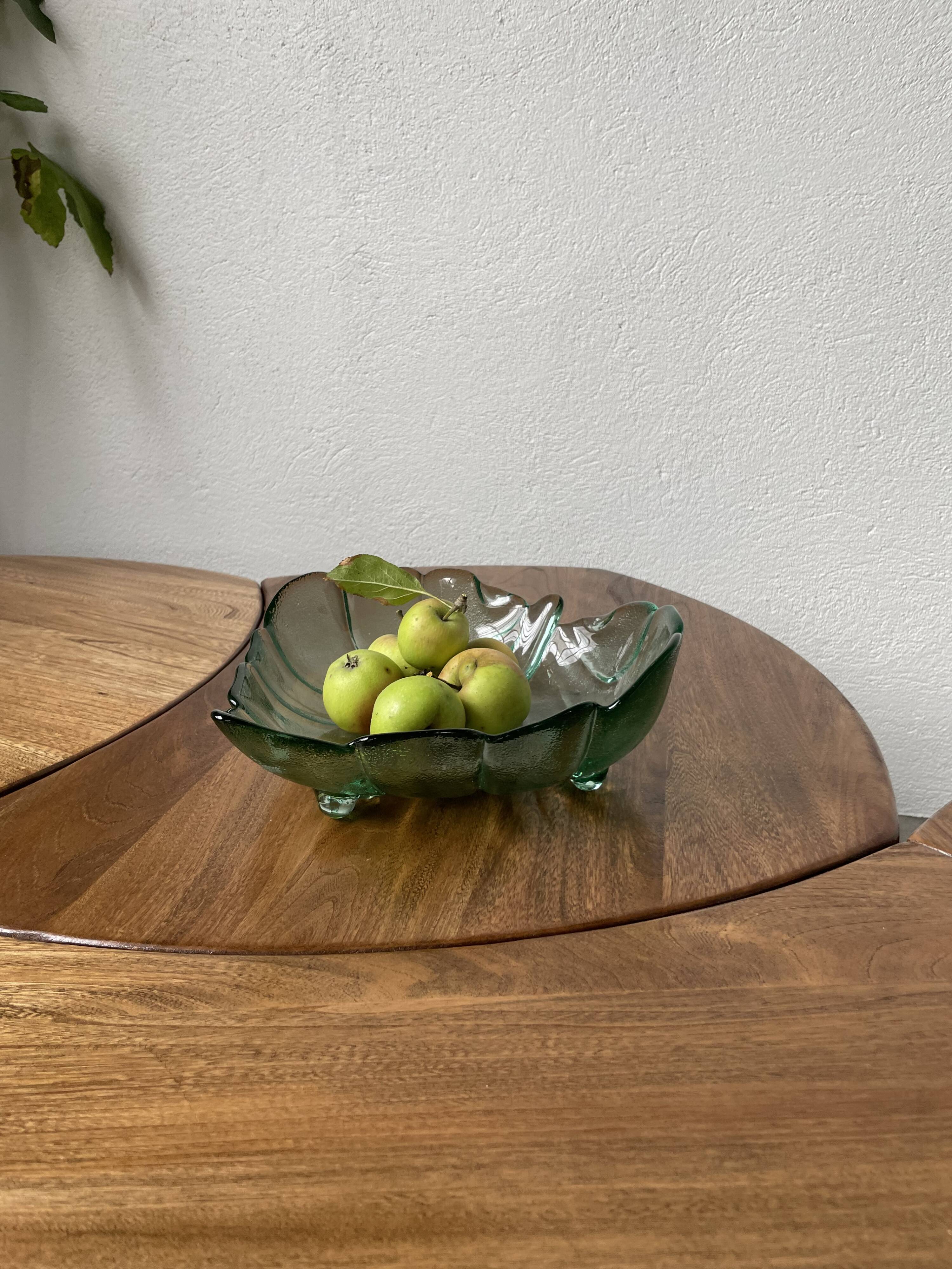 Tinted glass “leaf” dish