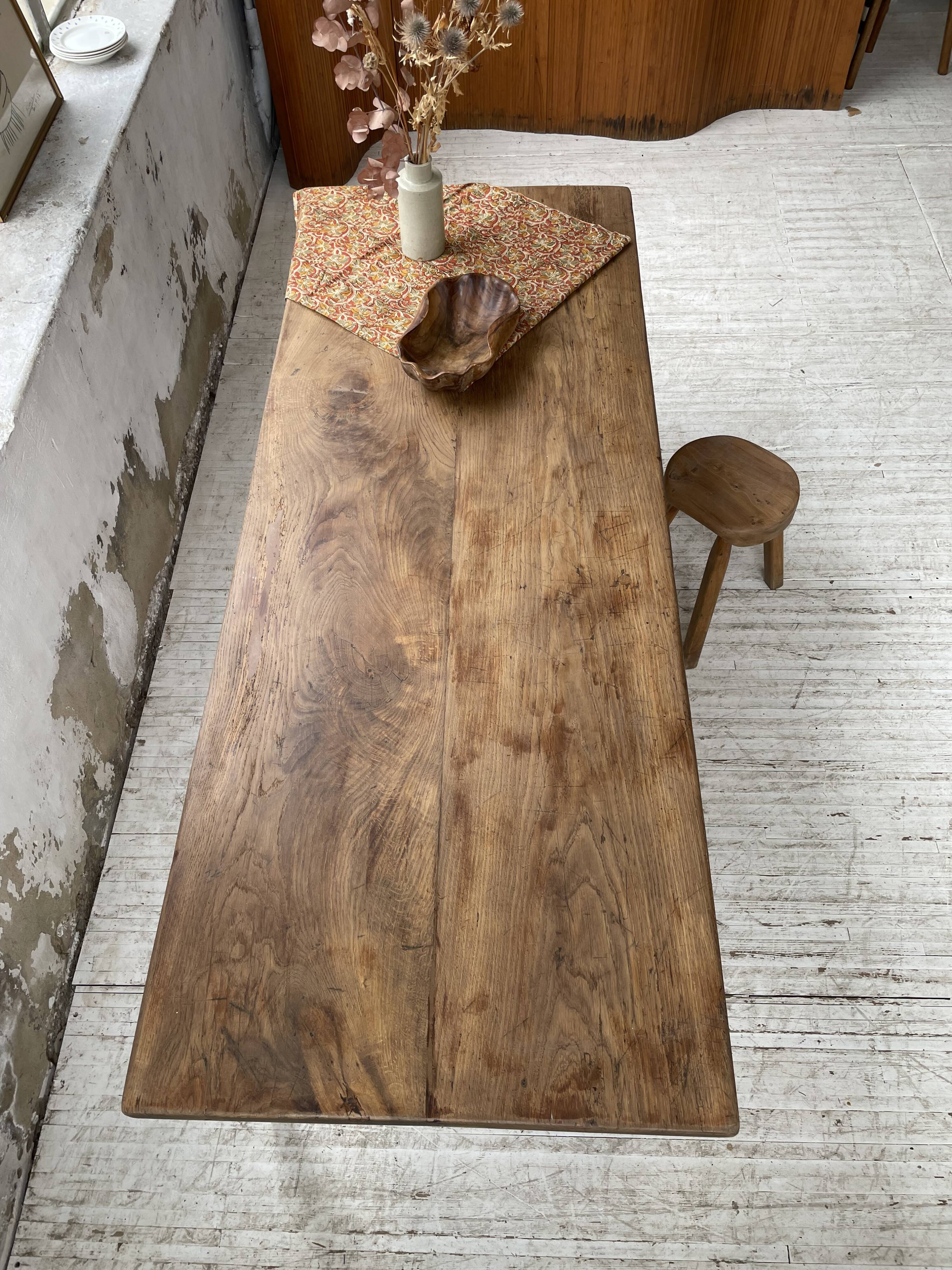 Farmhouse table in oak and walnut 2m