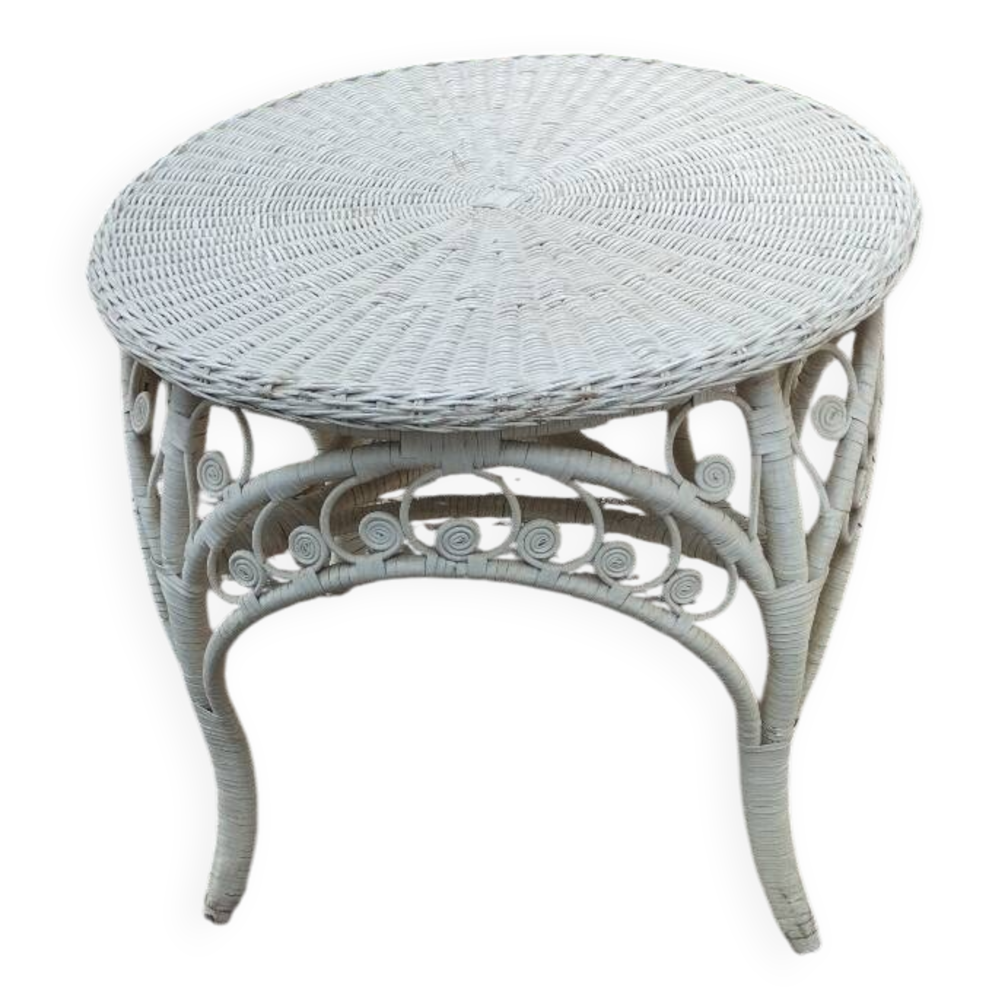White wicker side table in Victorian style