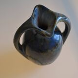 Iridescent Pierrefonds stoneware amphora vase, Art Deco, 1930, signed