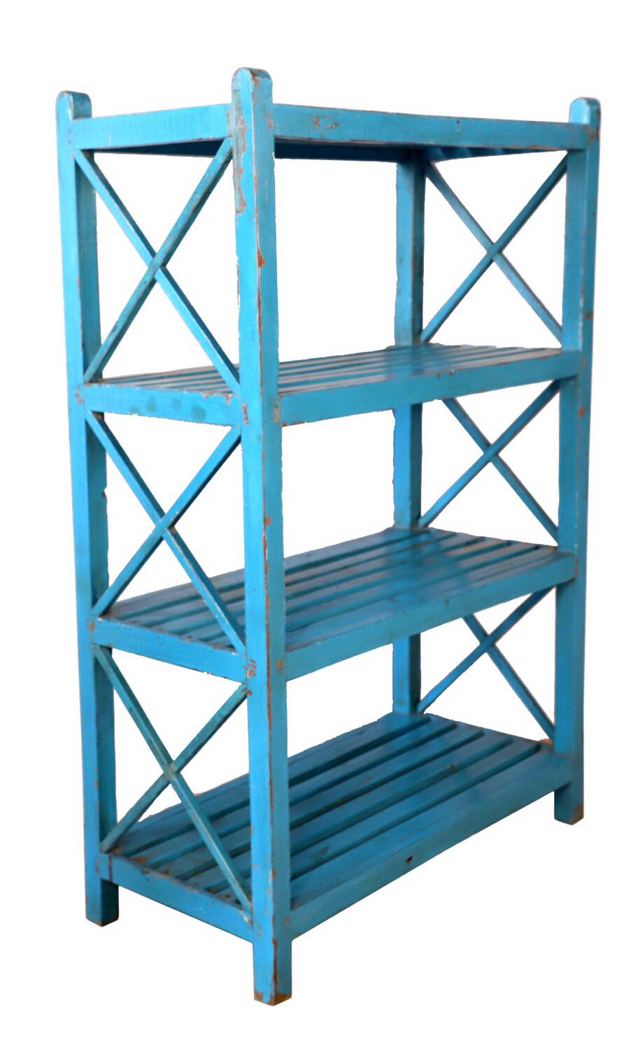 Teak shelf from Burma with original blue patina.