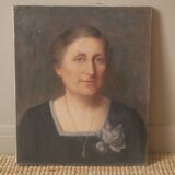 Painting portrait oil on canvas decoration country chic woman painted face bohemian flea market spirit