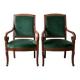 Pair of Empire armchairs in wood and green velvet