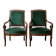 Pair of Empire armchairs in wood and green velvet