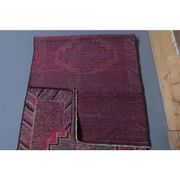 1960s Purple Pink Natural Turkish Hand-Knotted Runner Rug 81x327