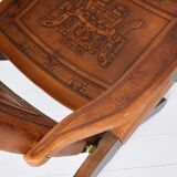 Ecuadorian wood and leather folding chair by Angel Pazmino