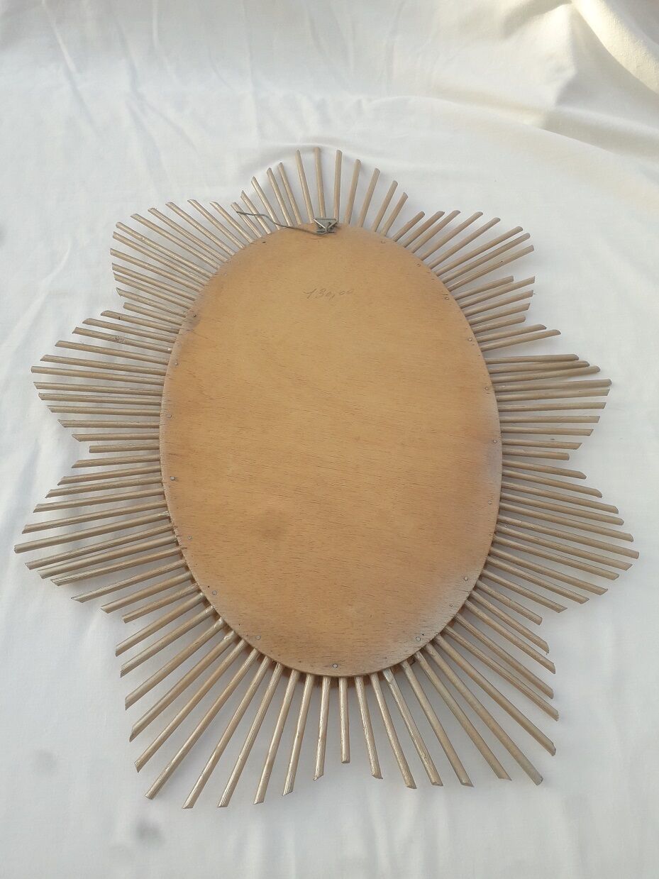 55 x 45 cm rattan oval sun mirror