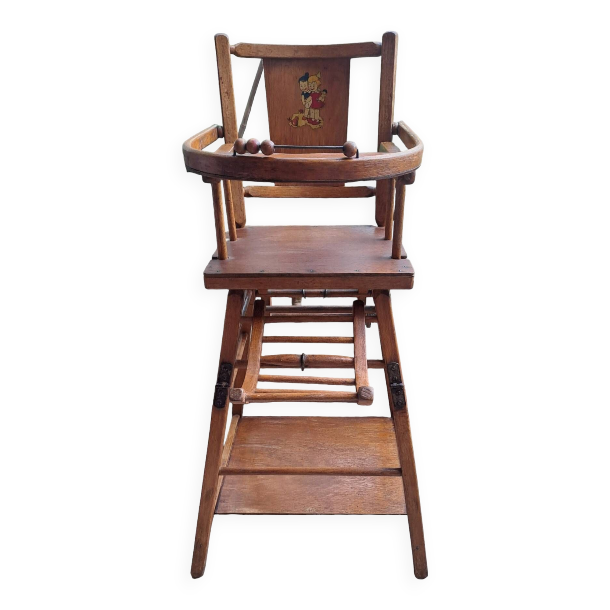 Vintage wooden baby high chair