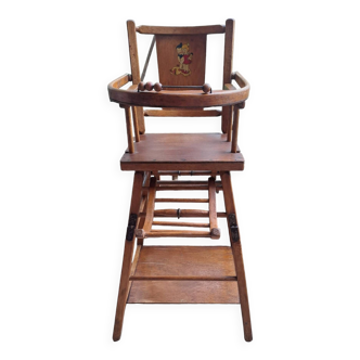 Vintage wooden baby high chair