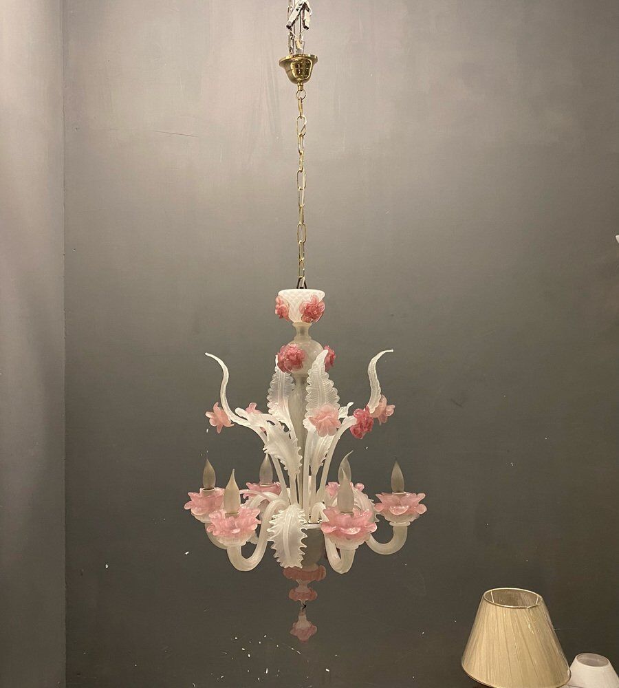 Venetian Murano glass flower chandelier, 1960s