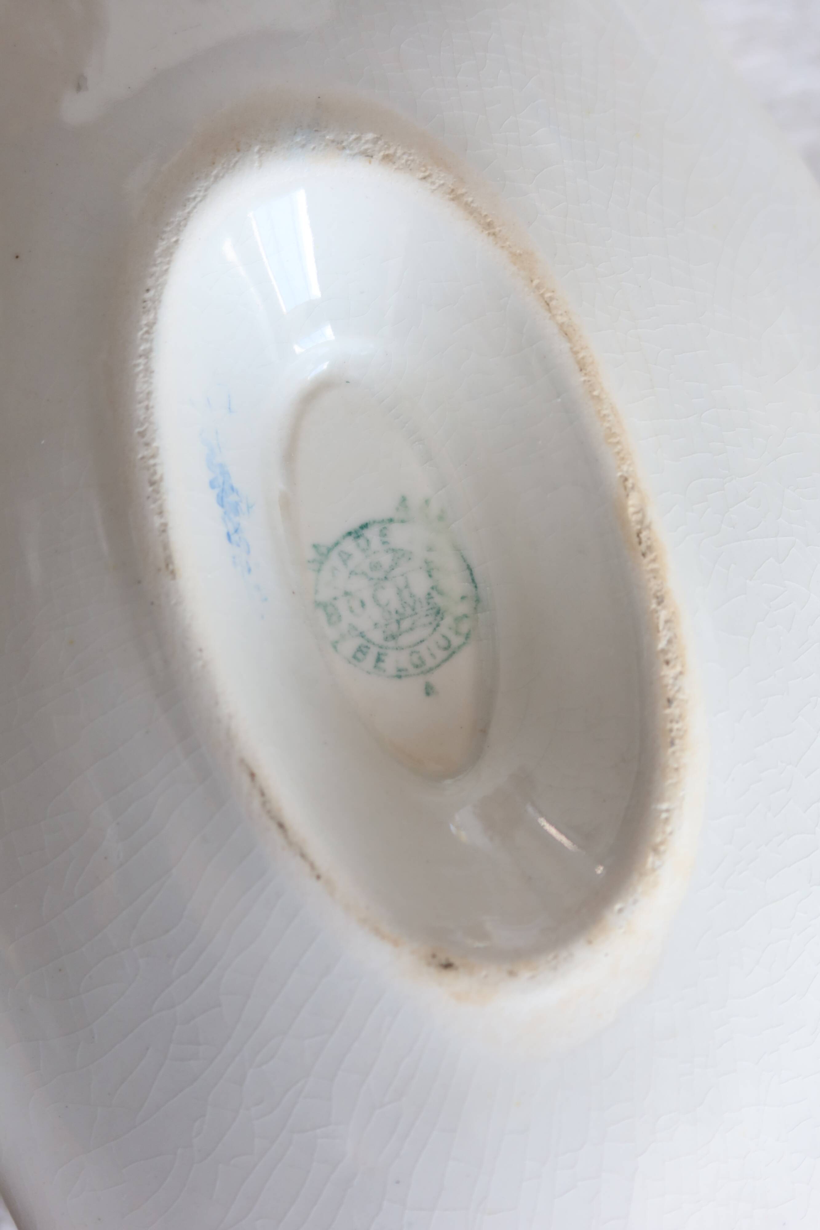 Vintage blue and white earthenware sauceboat – Boch La Louvière