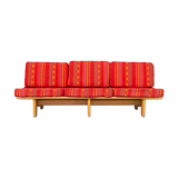 80s low three seat slatted bench / sofa