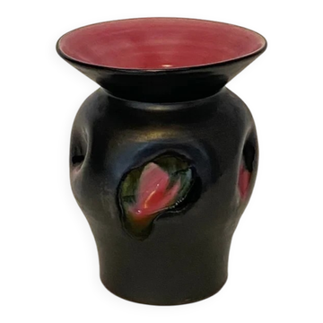 Black ceramic vase