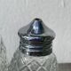 Silver-plated metal and glass salt and pepper shakers