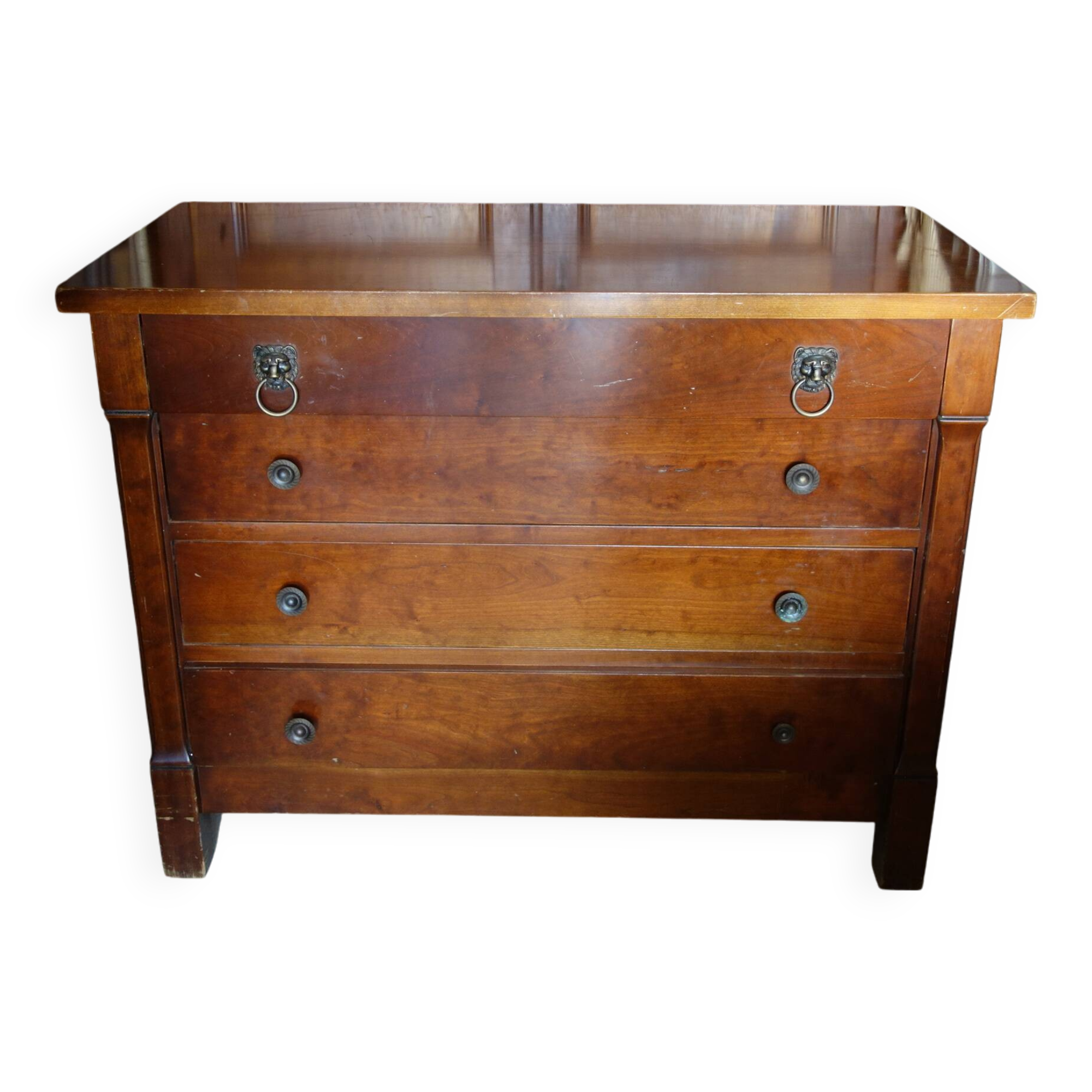 Vintage antique cherry wood Empire chest of drawers