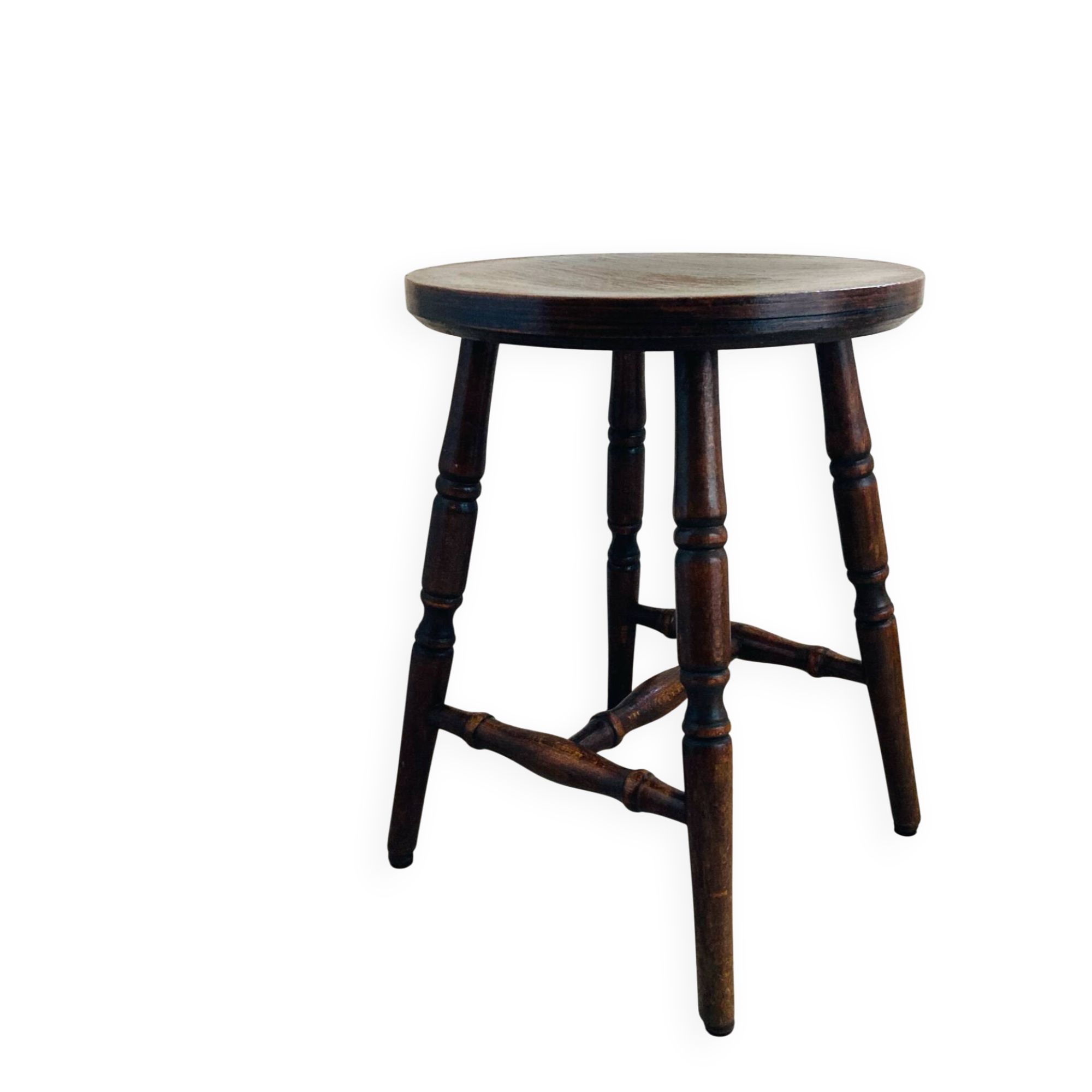 Tabouret quadripode rustique en bois des années 1970/80