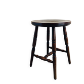 Tabouret quadripode rustique en bois des années 1970/80