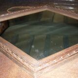 Miroir losange mural en bois années 30-40 50x34cm