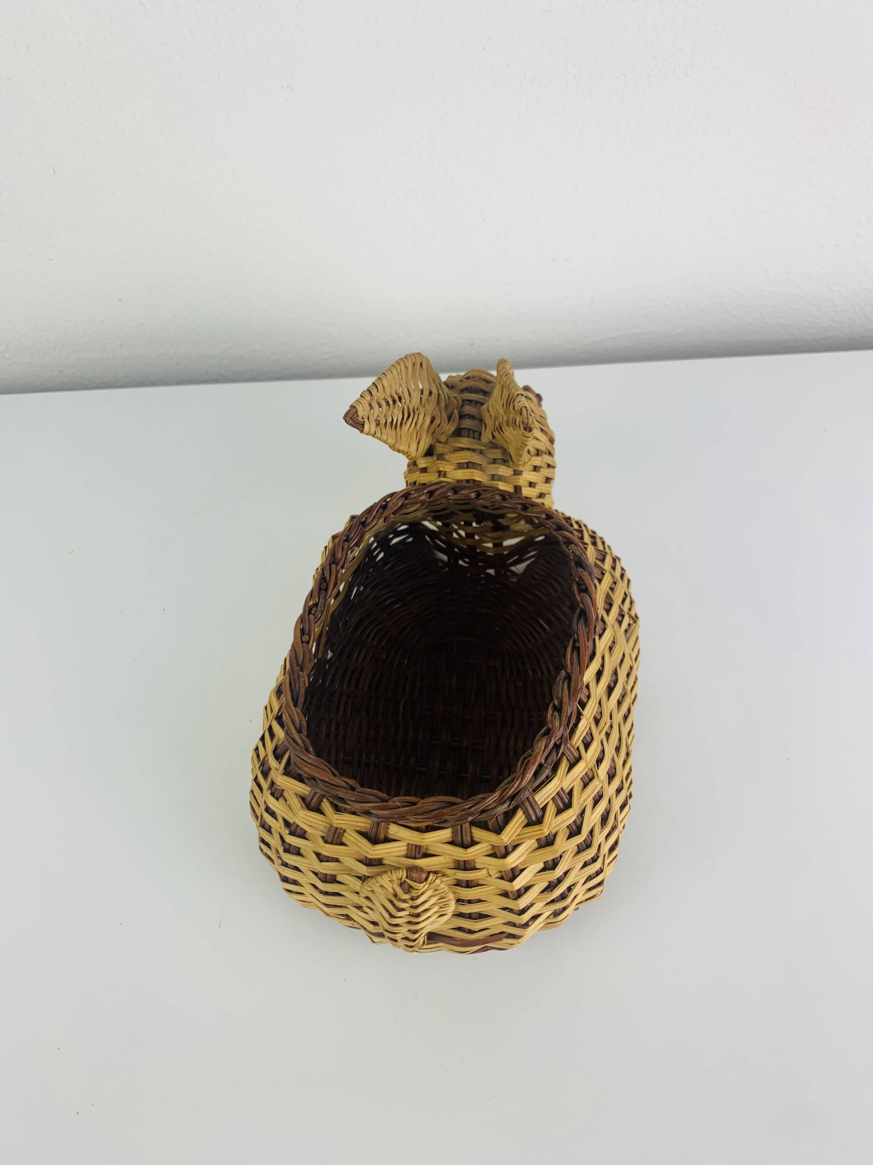 Vintage wicker rabbit basket