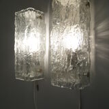 Mid-century ice glass wall sconces from kaiser idell / kaiser leuchten, 1960s, set of 2