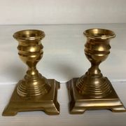 Pair of small brass candle holders