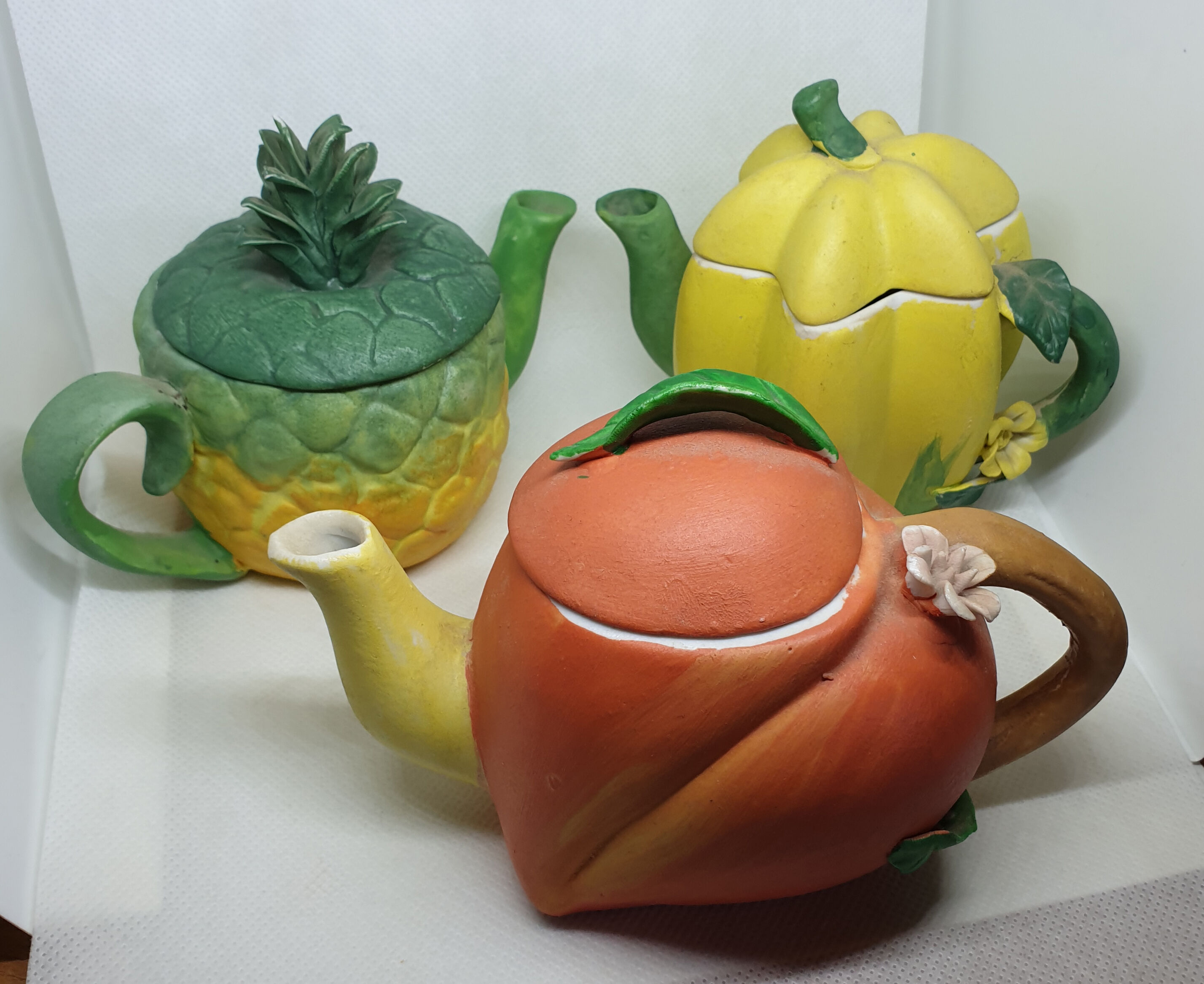 Trio of Fruit Teapot Original Vintage