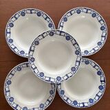 Set of 5 old earthenware plates Céranord St Amand - Made in France