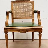 Fauteuil de bureau de style Louis XVI en hetre teinté XIX siècle