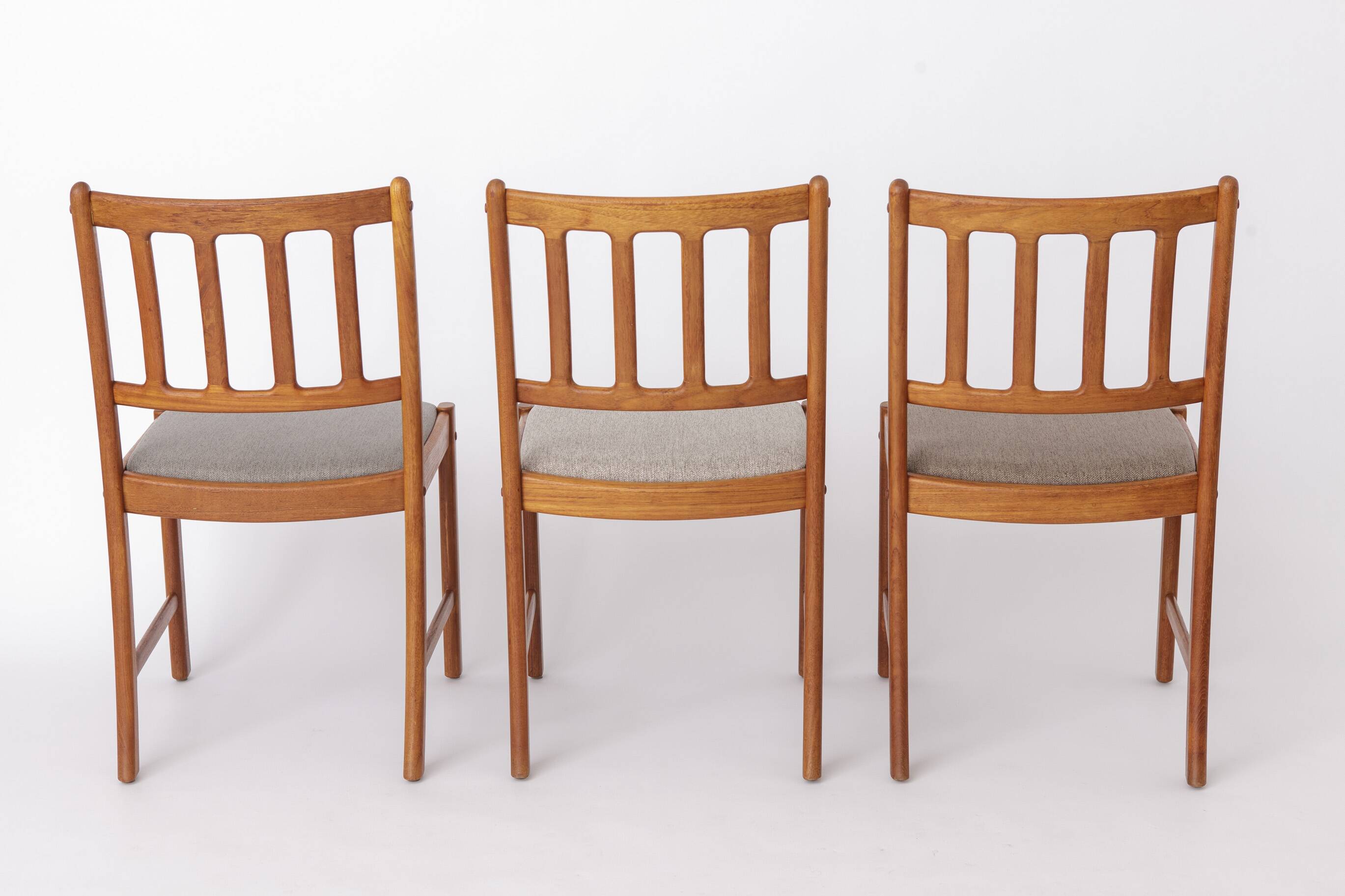 3 chaises de salle à manger Uldum Møbelfabrik en teck danois des années 1960, style mid-century.