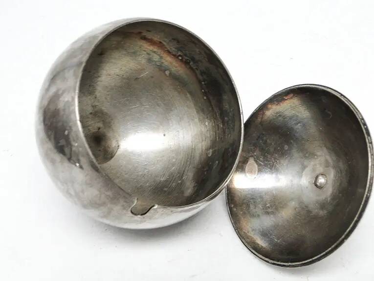 Mid-century modern sugar bowl, silver-plated brass, HEFRA, Poland, 1960s