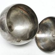 Mid-century modern sugar bowl, silver-plated brass, HEFRA, Poland, 1960s