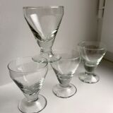 set of 5 glasses with thick bottom feet early twentieth century