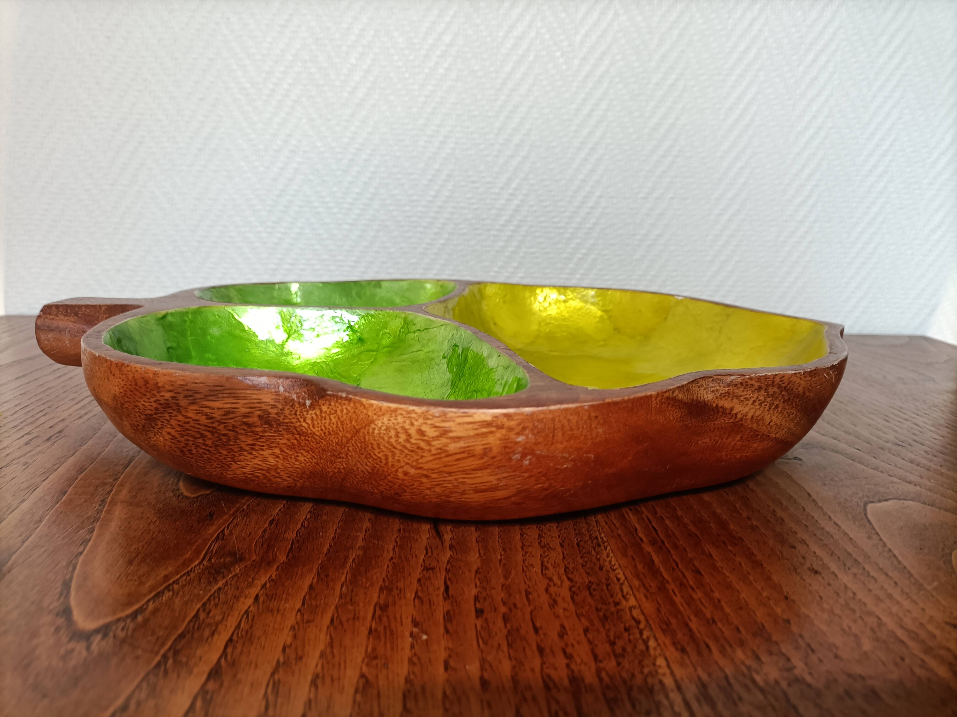 Solid Wood Appetizer Tray with 3 Compartments