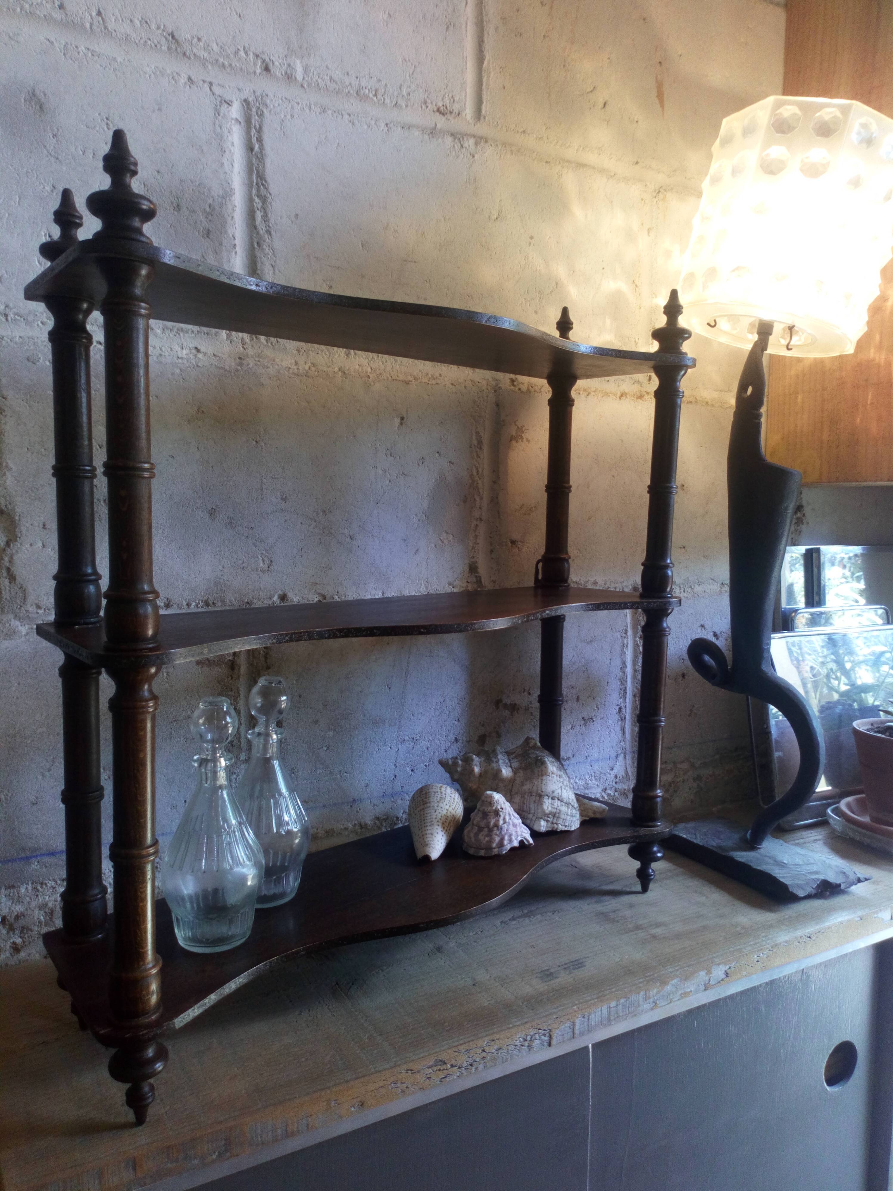 Old wooden shelf turned to hang