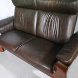 Stressless Leather Scandinavian Sofa Pegasus Couch Two-Seater with Reclining Function