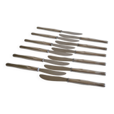 12 couteaux de table manches métal argenté & lames inox 22 cm
