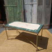 Table basse en marbre et laiton, style Maison Jansen, années 1970