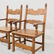 Pair of Italian Carved Wooden Armchairs, Lombardy, 1900s.