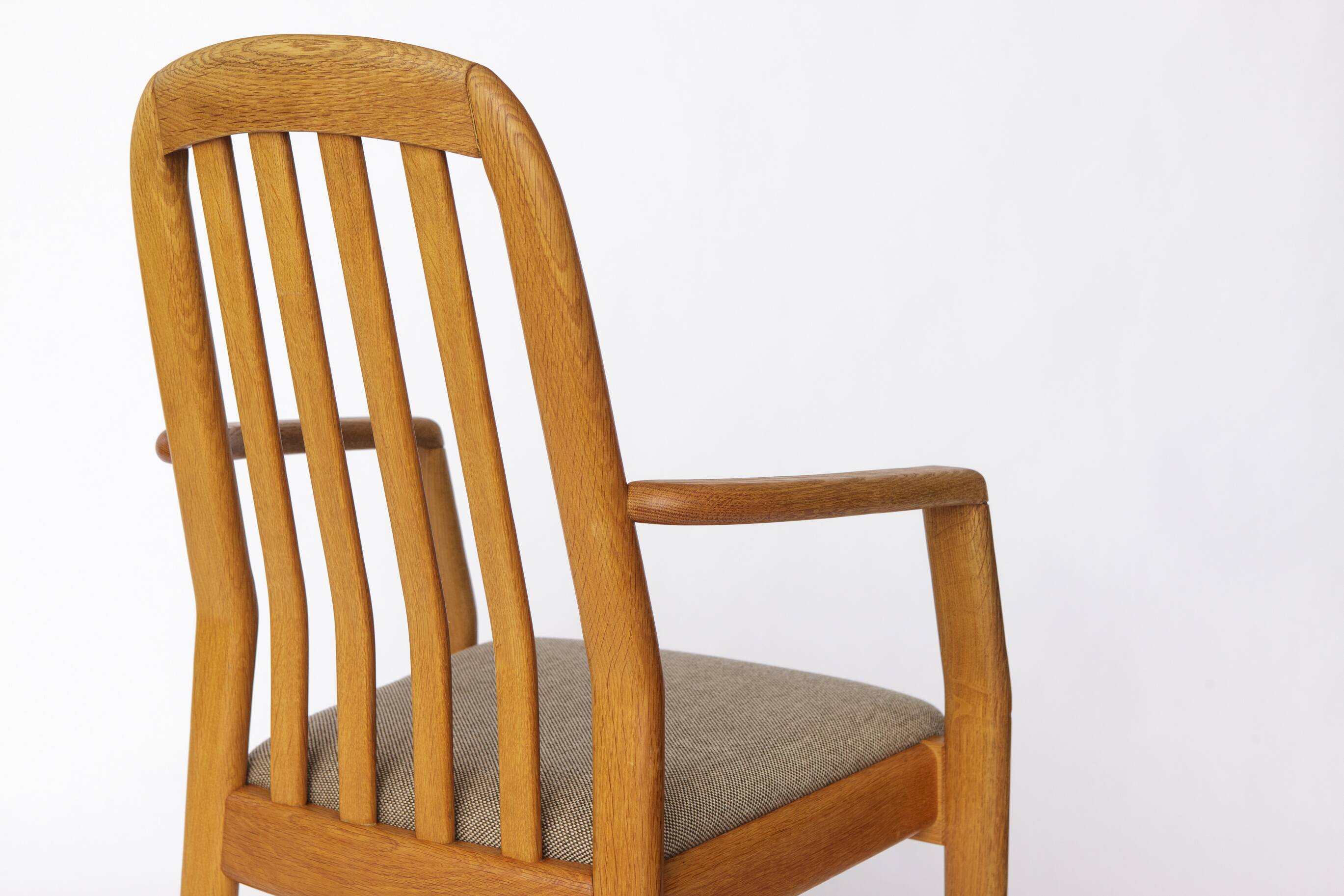 Set of 5 Dyrlund Oak Armchairs, Danish Mid Century Dining Chairs 1970s