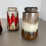 Set of three Vintage Pottery Fat Lava Vases Made by Scheurich, Germany, 1970s