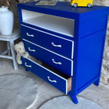 Blue and white mustache chest of drawers