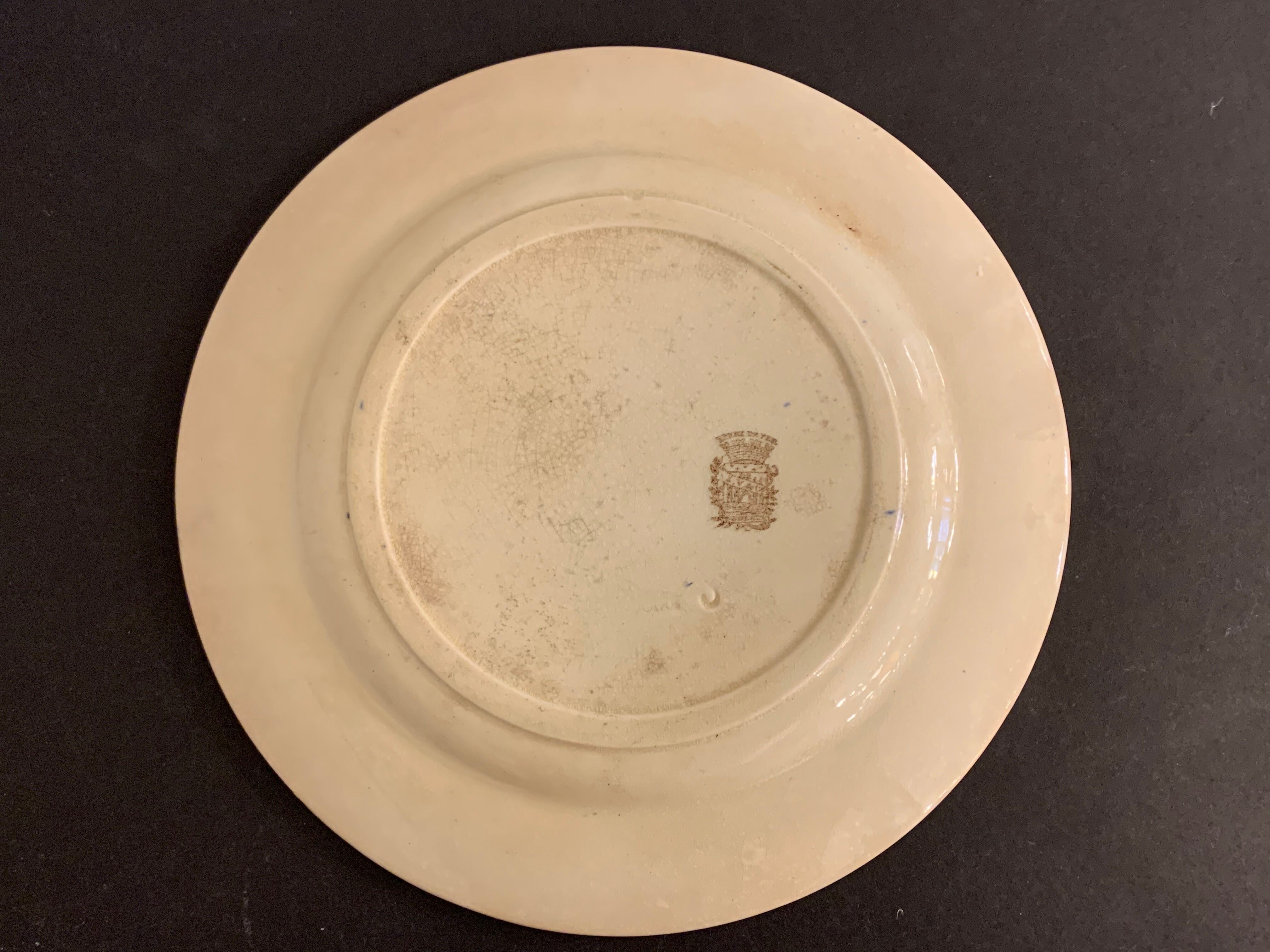 12 old polychrome flat plates Jules Vieillard Bordeaux, 19th century